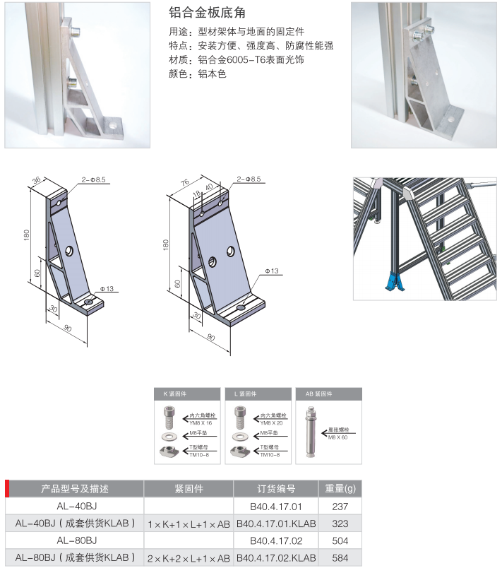 铝合金板底角